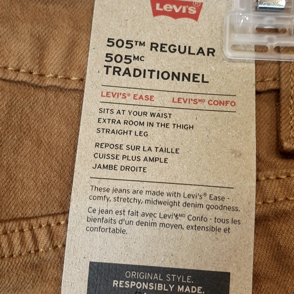 Levi's Men's 505 Regular Fit Jeans Medal Bronze Dark Khaki Size 38x34 - Picture 13 of 14